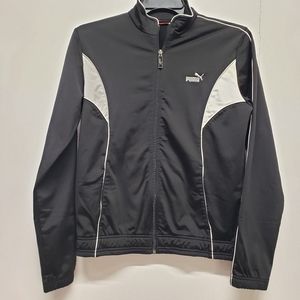PUMA Track Jacket Full-Zip Black & White Colorblock Size XL Junior Y2K